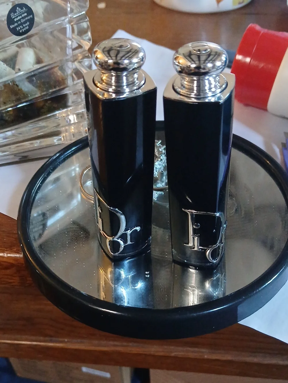 Dior Black and Silver Decorative Lipstick  Pair